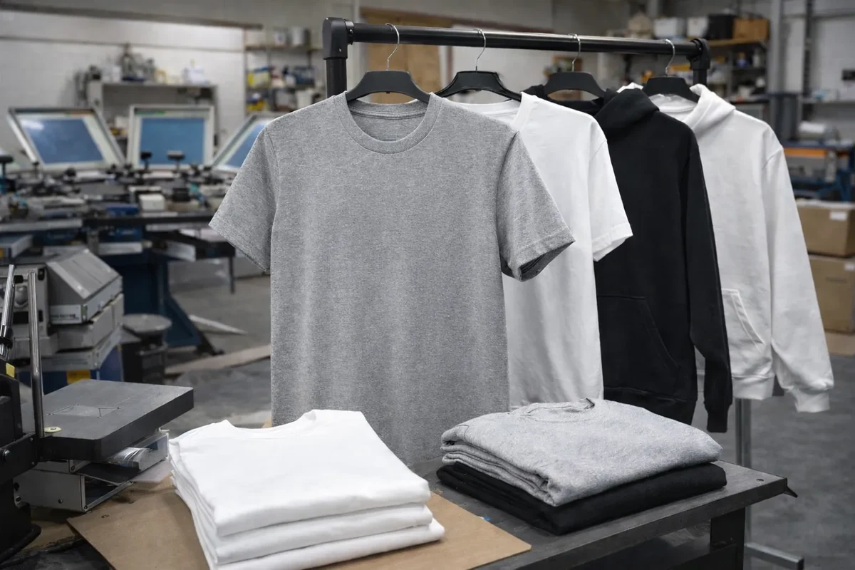 T-shirts and hoodies in the MGP textile printing workshop